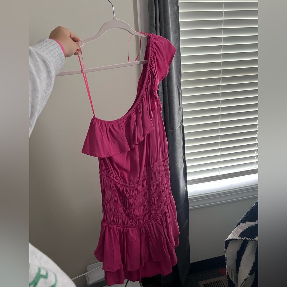 Pink one shoulder dress